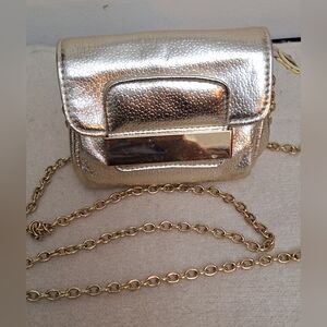 CUTE GOLD METALLIC  PURSE VEGAN LEATHER MINI CHAIN CROSSBODY